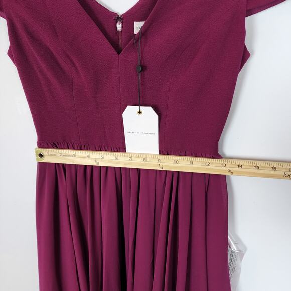 Dress The Population Fit & Flare Cocktail Dress Size XS Magenta Pleated Chiffon - Picture 8 of 12